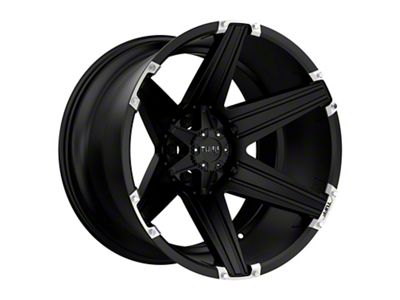 Tuff A.T. T12 Satin Black with Brushed Inserts 6-Lug Wheel; 20x12; -45mm Offset (14-18 Sierra 1500)