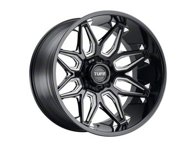 Tuff A.T. T3B Gloss Black Milled 8-Lug Wheel; 20x12; -45mm Offset (20-24 Silverado 2500 HD)