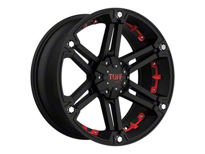 Tuff A.T. T01 Flat Black with Red Inserts 8-Lug Wheel; 18x9; 12mm Offset (03-09 RAM 2500)