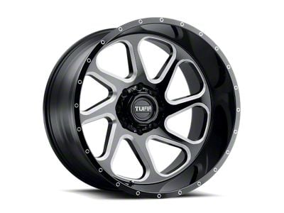 Tuff A.T. T2B Gloss Black with Milled Spokes 8-Lug Wheel; 26x14; -72mm Offset (03-09 RAM 2500)