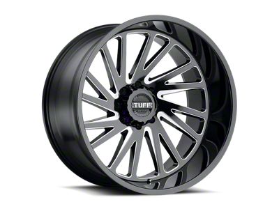 Tuff A.T. T2A Gloss Black with Milled Spokes 6-Lug Wheel; 22x12; -45mm Offset (04-08 F-150)
