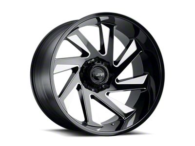 Tuff A.T. T1B Gloss Black with Milled Spokes 6-Lug Wheel; Left Directional; 22x12; -45mm Offset (07-13 Sierra 1500)