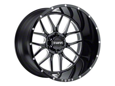 Tuff A.T. T23 Gloss Black with Milled Spokes and Dimples 6-Lug Wheel; 22x14; -76mm Offset (07-13 Sierra 1500)