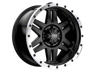 Tuff A.T. T16 Satin Black with Machined Beadlock 6-Lug Wheel; 20x9; 10mm Offset (07-13 Silverado 1500)