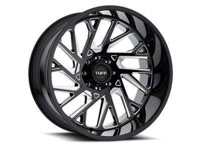 Tuff A.T. T4B Gloss Black with Milled Spokes 6-Lug Wheel; Right Directional; 22x12; -45mm Offset (07-14 Tahoe)