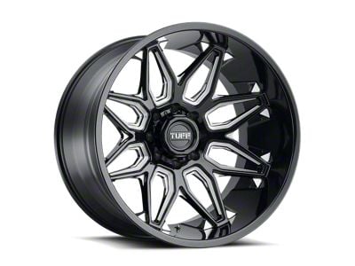 Tuff A.T. T3B Gloss Black with Milled Spokes 8-Lug Wheel; 24x14; -72mm Offset (08-10 F-350 Super Duty SRW)