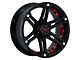 Tuff A.T. T01 Flat Black with Red Inserts 5-Lug Wheel; 17x8; 10mm Offset (09-18 RAM 1500)