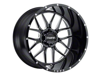Tuff A.T. T23 Gloss Black with Milled Spokes and Dimples 6-Lug Wheel; 22x14; -76mm Offset (14-18 Silverado 1500)