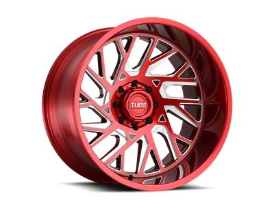 Tuff A.T. T4B Candy Red with Milled Spoke 8-Lug Wheel; 24x14; -72mm Offset (15-19 Silverado 2500 HD)