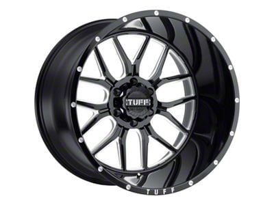 Tuff A.T. T23 Gloss Black with Milled Spokes and Dimples 6-Lug Wheel; 22x14; -76mm Offset (15-20 Tahoe)