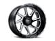 Tuff A.T. T2B Gloss Black with Milled Spokes 6-Lug Wheel; Left Directional; 22x12; -45mm Offset (24-25 Ranger)