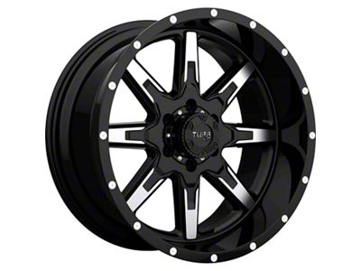 Tuff A.T. T15 Gloss Black with Machined Face 5-Lug Wheel; 20x10; -19mm Offset (94-01 RAM 1500)