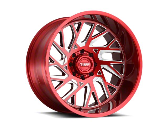 Tuff A.T. T4B Candy Red with Milled Spoke 8-Lug Wheel; 22x12; -45mm Offset (23-24 F-250 Super Duty)