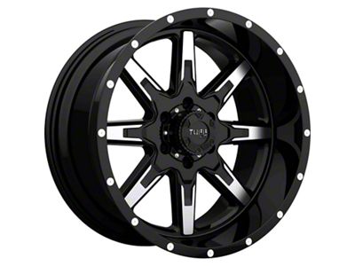 Tuff A.T. T15 Gloss Black with Machined Face 5-Lug Wheel; 20x10; -19mm Offset (02-08 RAM 1500, Excluding Mega Cab)