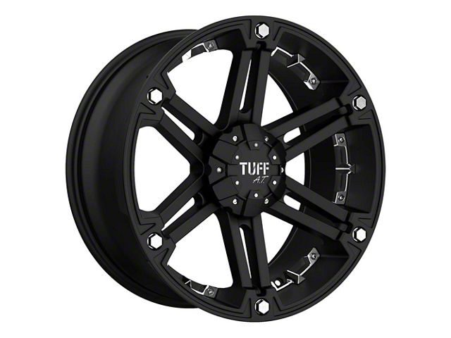 Tuff A.T. T01 Flat Black with Chrome Inserts 6-Lug Wheel; 16x8; -13mm Offset (99-06 Sierra 1500)