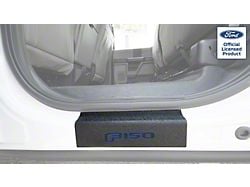 Rear Door Sill Protection with F-150 Logo; TUF-LINER Black; Black and Blue (15-25 F-150 SuperCrew)