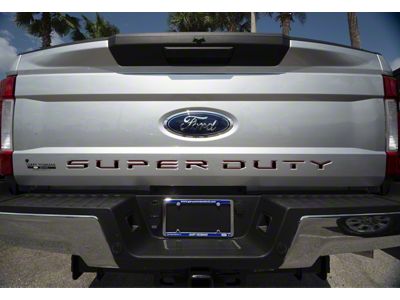 Tailgate Insert Letters; Gloss Black with Red Outline (17-19 F-350 Super Duty)