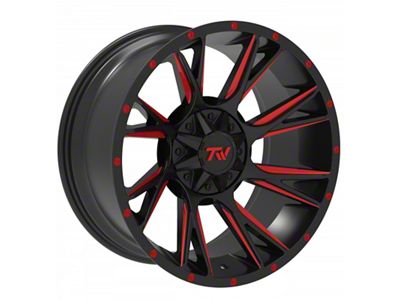 TW Offroad T12 Blade Gloss Black with Red 6-Lug Wheel; 20x10; -12mm Offset (04-08 F-150)