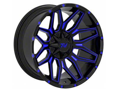 TW Offroad T3 Lotus Gloss Black with Blue 6-Lug Wheel; 20x10; -12mm Offset (04-08 F-150)