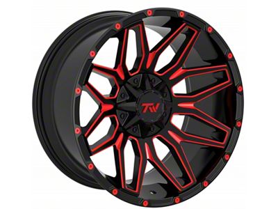 TW Offroad T3 Lotus Gloss Black with Red 6-Lug Wheel; 20x10; -12mm Offset (04-08 F-150)