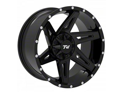 TW Offroad T4 Spin Gloss Black 6-Lug Wheel; 20x10; -12mm Offset (04-08 F-150)