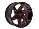 TW Offroad T4 Spin Gloss Black with Red 6-Lug Wheel; 20x9; 0mm Offset (04-08 F-150)