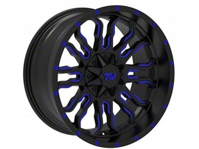 TW Offroad T8 Flame Gloss Black with Blue 6-Lug Wheel; 20x10; -12mm Offset (04-08 F-150)