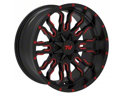 TW Offroad T8 Flame Gloss Black with Red 6-Lug Wheel; 20x10; -12mm Offset (04-08 F-150)