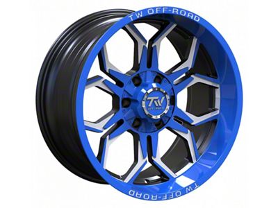 TW Offroad TF1 Black Machined with Blue 6-Lug Wheel; 20x10; -12mm Offset (04-08 F-150)