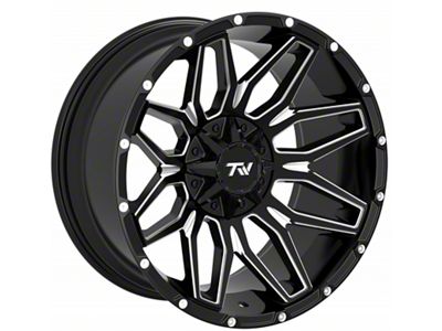 TW Offroad T3 Lotus Gloss Black with Milled Spokes 6-Lug Wheel; 20x10; -12mm Offset (07-13 Sierra 1500)