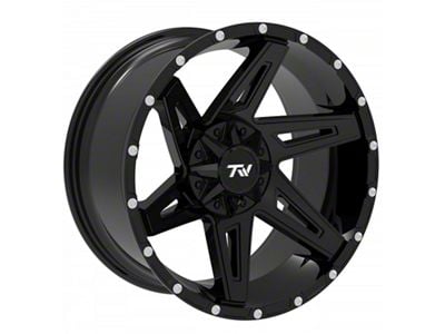 TW Offroad T4 Spin Gloss Black 6-Lug Wheel; 20x10; -12mm Offset (07-13 Sierra 1500)