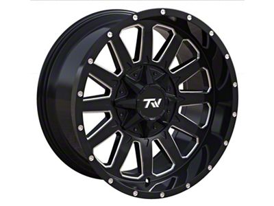 TW Offroad T5 Triangle Gloss Black with Milled Spokes 6-Lug Wheel; 20x10; -12mm Offset (07-13 Sierra 1500)