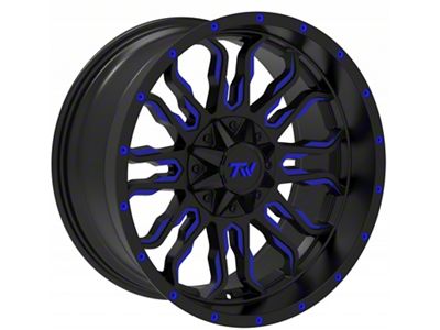 TW Offroad T8 Flame Gloss Black with Blue 6-Lug Wheel; 20x10; -12mm Offset (07-13 Sierra 1500)