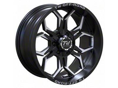 TW Offroad TF1 Gloss Black and Milled 6-Lug Wheel; 20x10; -12mm Offset (07-13 Sierra 1500)