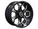 TW Offroad TF1 Gloss Black and Milled 6-Lug Wheel; 20x10; -12mm Offset (07-13 Sierra 1500)