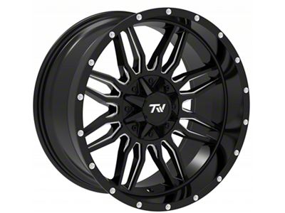 TW Offroad T11 Sword Gloss Black with Milled Spokes 6-Lug Wheel; 20x10; -12mm Offset (07-13 Silverado 1500)