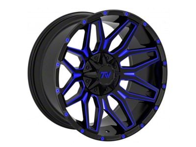 TW Offroad T3 Lotus Gloss Black with Blue 6-Lug Wheel; 20x9; 0mm Offset (07-13 Silverado 1500)