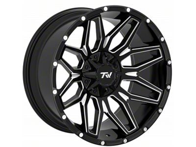 TW Offroad T3 Lotus Gloss Black with Milled Spokes 6-Lug Wheel; 22x12; -44mm Offset (07-13 Silverado 1500)