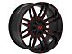 TW Offroad T11 Sword Gloss Black with Red 6-Lug Wheel; 20x10; -12mm Offset (07-14 Tahoe)