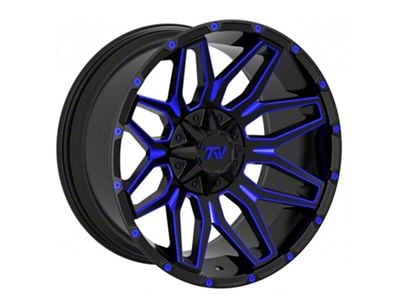 TW Offroad T3 Lotus Gloss Black with Blue 6-Lug Wheel; 20x9; 0mm Offset (07-14 Tahoe)