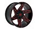 TW Offroad T4 Spin Gloss Black with Red 6-Lug Wheel; 20x9; 0mm Offset (07-14 Tahoe)