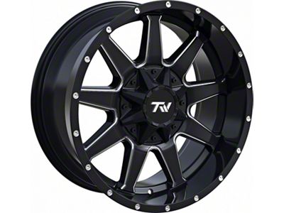 TW Offroad T9 Simple Gloss Black with Milled Spokes 6-Lug Wheel; 20x9; -12mm Offset (07-14 Tahoe)