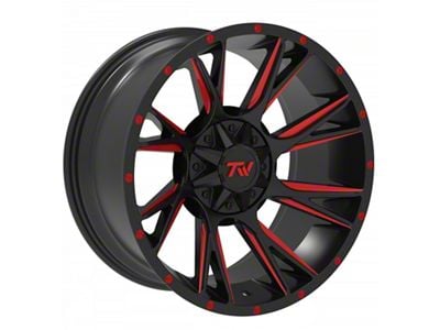 TW Offroad T12 Blade Gloss Black with Red 6-Lug Wheel; 20x10; -12mm Offset (07-14 Yukon)