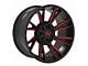 TW Offroad T12 Blade Gloss Black with Red 6-Lug Wheel; 20x10; -12mm Offset (14-18 Sierra 1500)