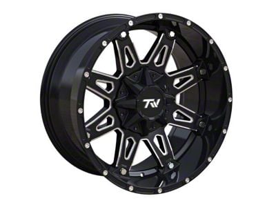 TW Offroad T1 Spear Gloss Black with Milled Spokes 6-Lug Wheel; 20x10; -12mm Offset (14-18 Silverado 1500)