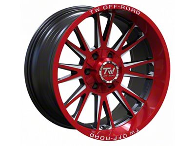 TW Offroad TF2 Black Machined with Red 6-Lug Wheel; 20x10; -12mm Offset (14-18 Silverado 1500)