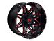 TW Offroad T2 Spider Gloss Black with Red 6-Lug Wheel; 20x10; -12mm Offset (15-20 F-150)