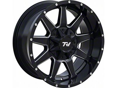 TW Offroad T9 Simple Gloss Black with Milled Spokes 6-Lug Wheel; 20x9; -12mm Offset (15-20 Tahoe)