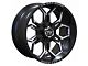 TW Offroad TF1 Gloss Black and Milled 6-Lug Wheel; 20x10; -12mm Offset (15-20 Tahoe)