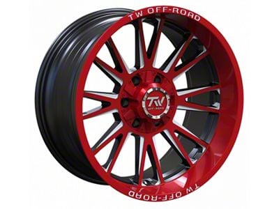 TW Offroad TF2 Black Machined with Red 6-Lug Wheel; 20x10; -12mm Offset (15-20 Tahoe)